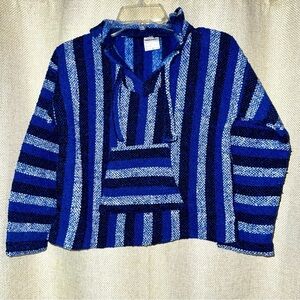 Artilana Mexican, Kid’s blue, black & white Long Sleeve Hooded pullover-unisex